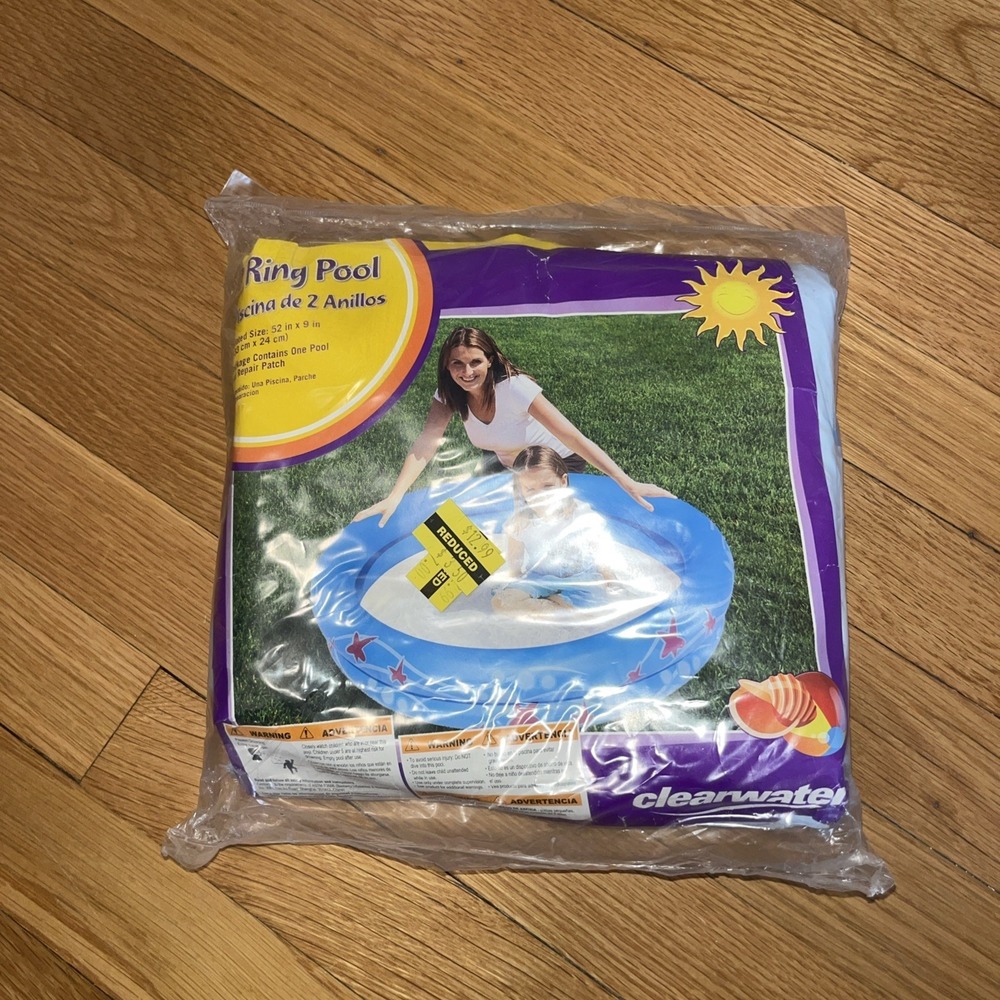 Vintage Clearwater Inflatable Pool 52" X 9" Kmart‎ 2 Ring